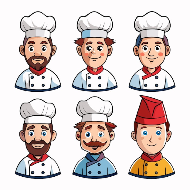 Vector chef cartoon icons and illustrations cute and professional chef characters for culinary branding