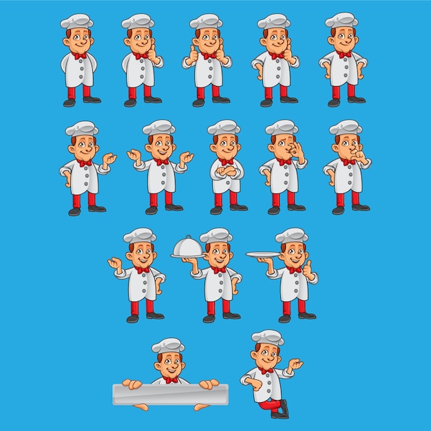 Chef Characters In Different Poses