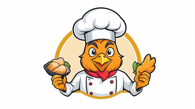 Chef chicken mascot logo vector cartoon shop design