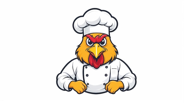 Chef chicken mascot logo vector cartoon shop design