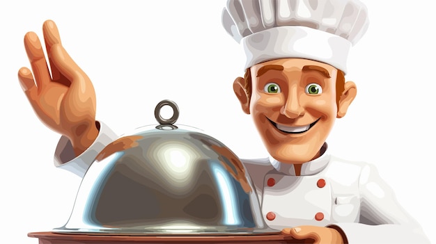 Chef Cook Cartoon Character Serving Perfect Dish