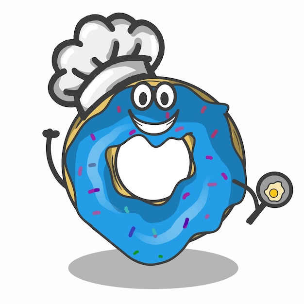 Chef cute donuts character vector template design illustration