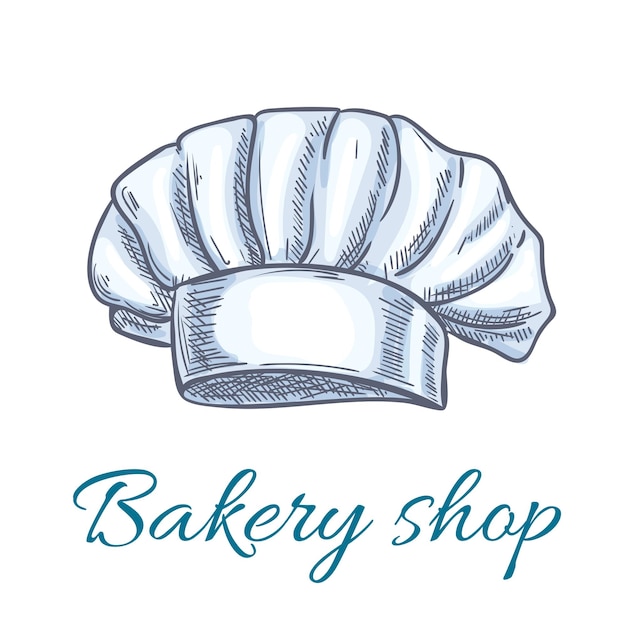 Vector chef hat cap or toque sketch for bakery design