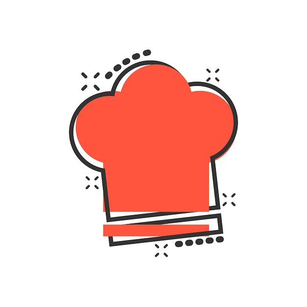 Chef hat icon in comic style Cooker cap vector cartoon illustration pictogram Chef restaurant business concept splash effect