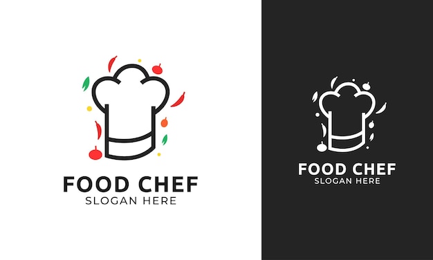 Chef hat logo design with spice vector for restaurant and catering identity