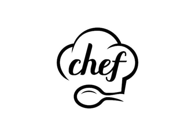 Vector chef hat with spoon logo food restaurant cooking symbol design vector