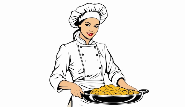 a chef holding a tray of pasta