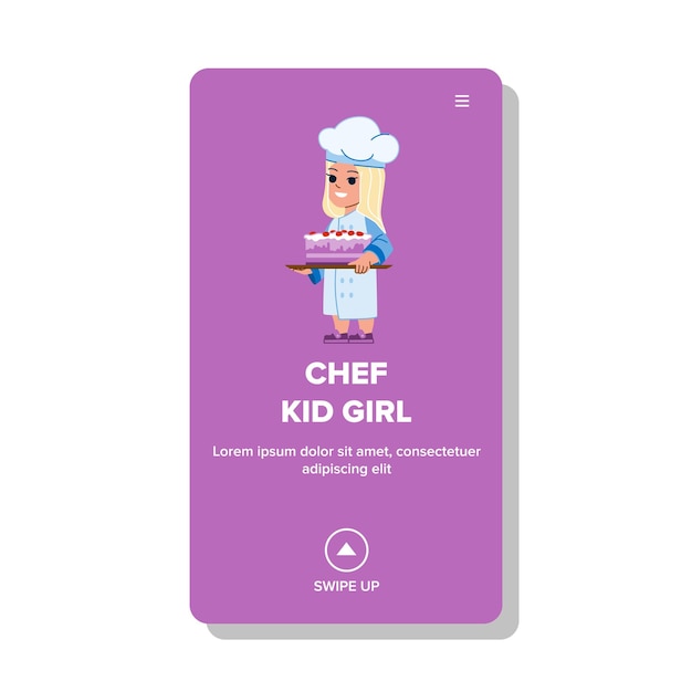 Chef kid girl vector