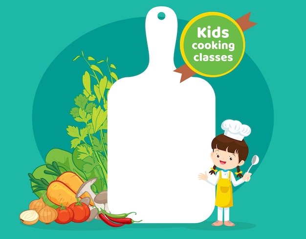 Chef Kids Cooking class design templateCute little chef cooking meal menu