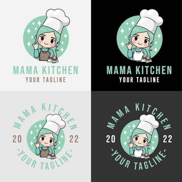 chef kitchen logo for food restaurant and cafe bakery template