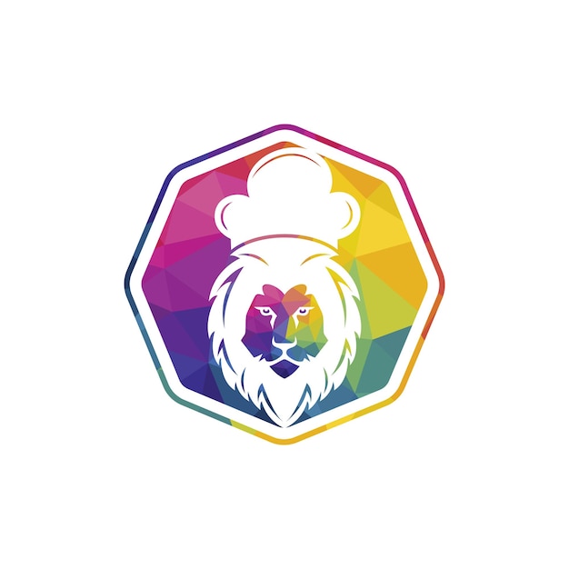 Chef lion vector logo design template