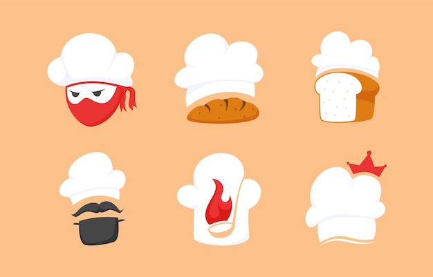 Chef Logo Template with ninja bread fire crown