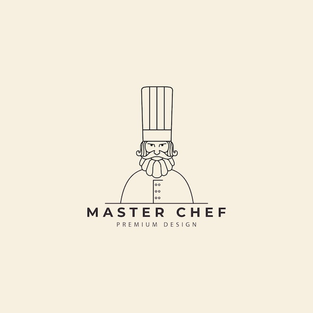 Chef logo with chef hat in line style vector icon symbol illustration design