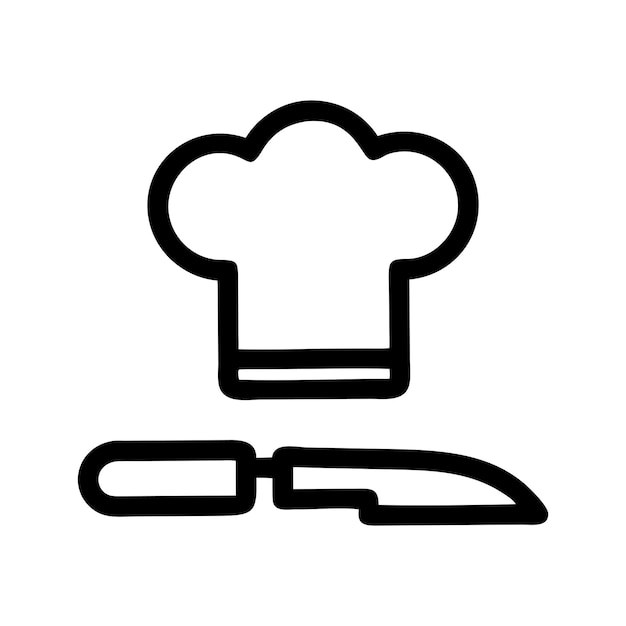 chef logo with hat and knife silhouette design