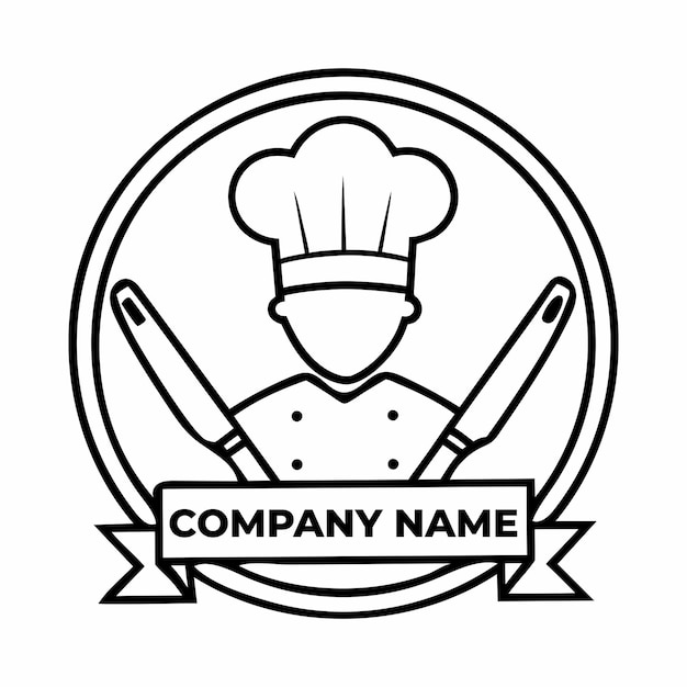 chef logo with hat and knife silhouette design