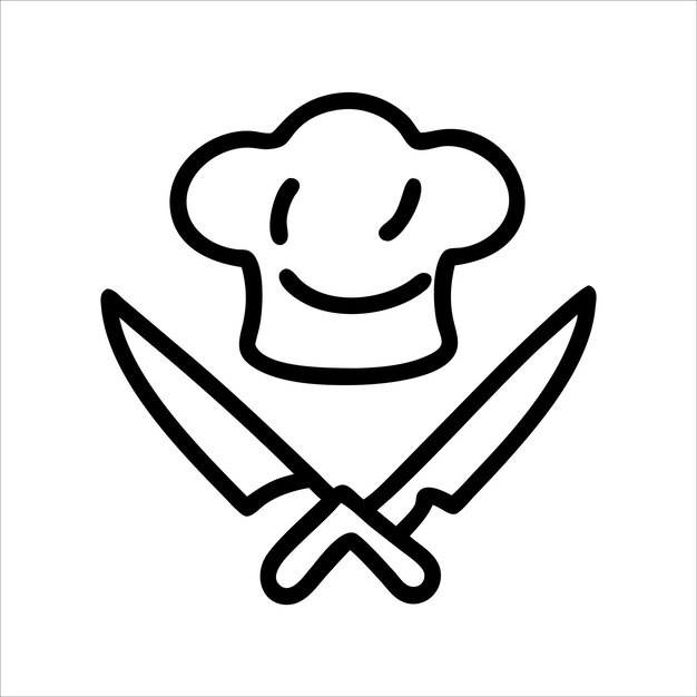 Vector chef logo with hat and knife silhouette design