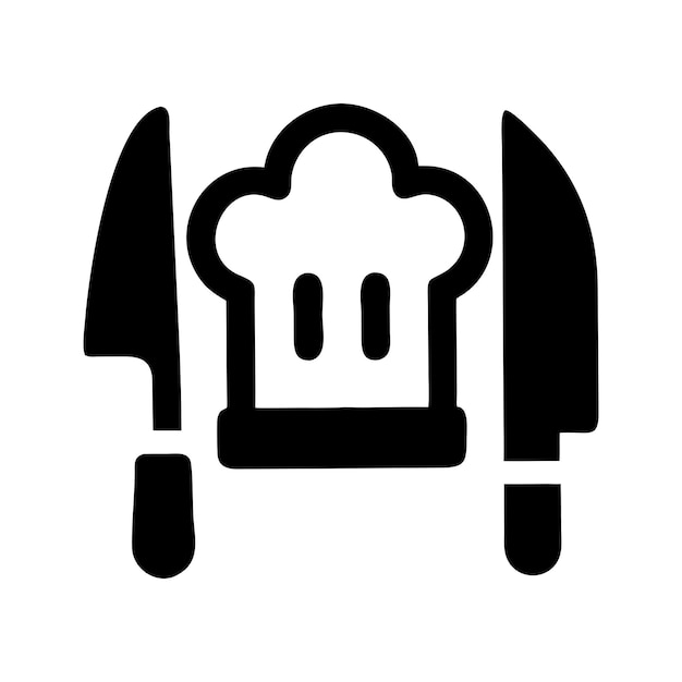 chef logo with hat and knife silhouette design