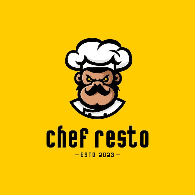 chef man logo vector male chef with a thick mustache