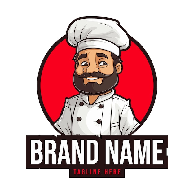 Chef mascot logo design vector template