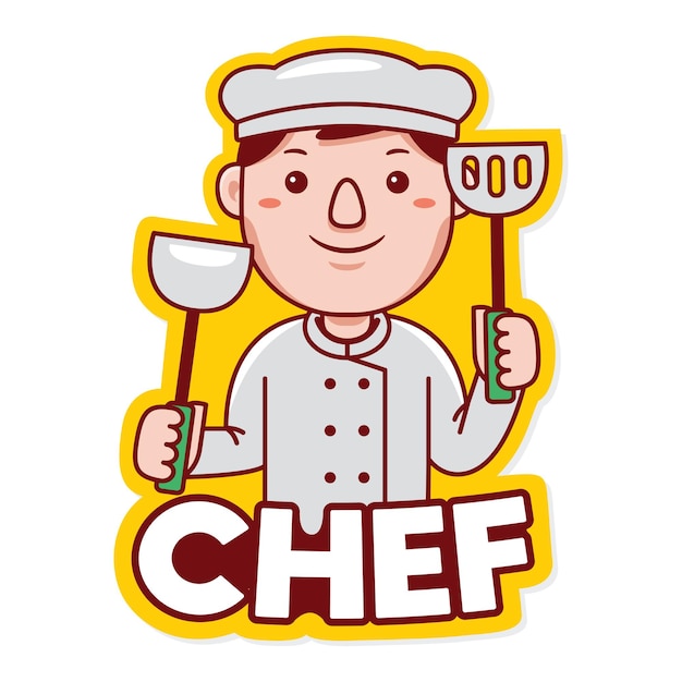 Chef Profession Mascot Logo Vector in Cartoon Style