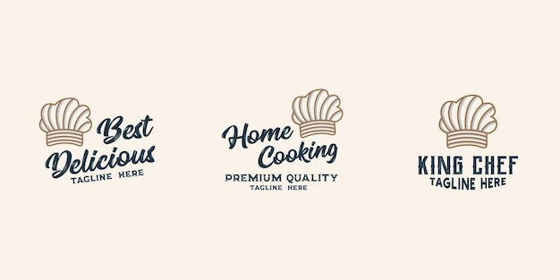 Vector chef restaurant logo design template vector premium, chef cooking, chef hat, outline chef hat