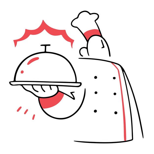 Vector chef serving food like a waiter vector illustration