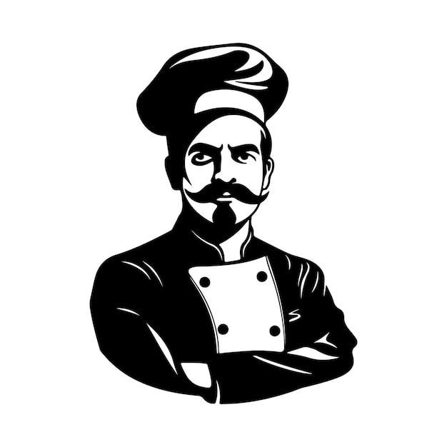 Chef Silhouette clipart on a white background