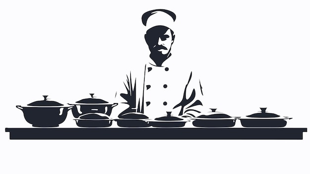 Chef Silhouette Vector Cartoon Illustration