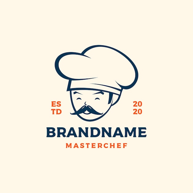 Chef smile vintage logo design vector illustration