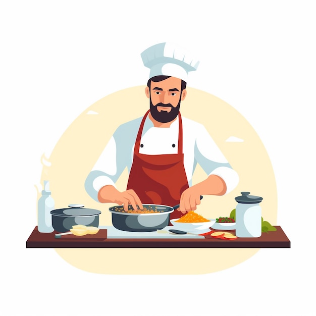 chef vector cook kitchen food illustration restaurant cooking design culinary uniform hat