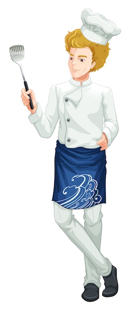 Chef in white uniform standing 