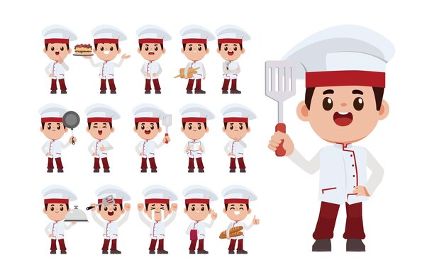 Chef with different poses vector