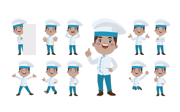 Chef with different poses vector