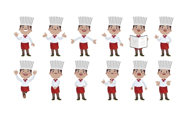 Chef with different poses vector