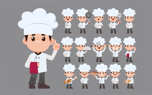 Chef with different poses vector