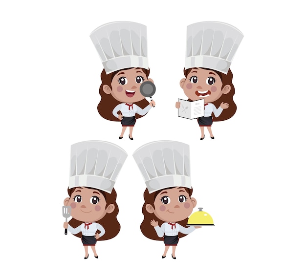 Chef with different poses. vector