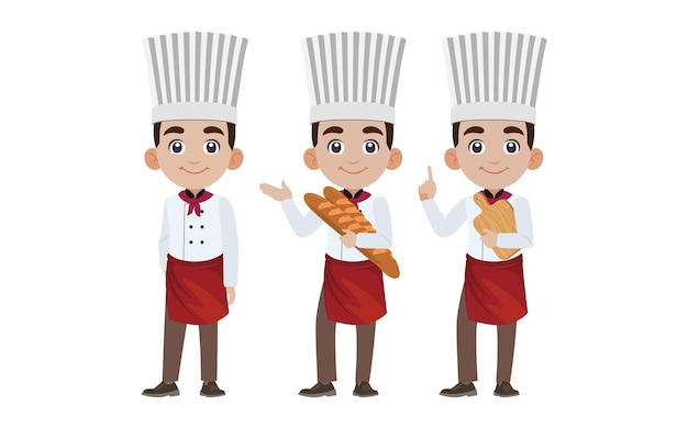 Chef with different poses. vector