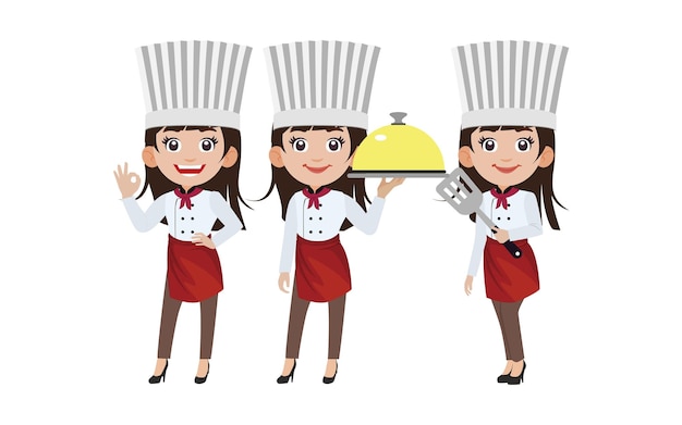 Chef with different poses. vector