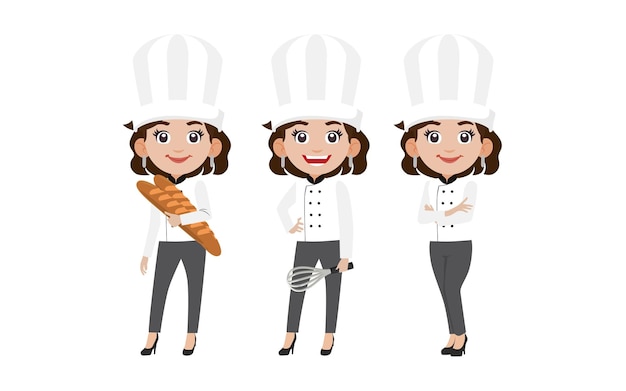 Chef with different poses. vector