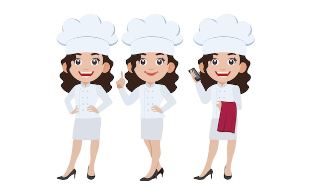 Chef with different poses. vector