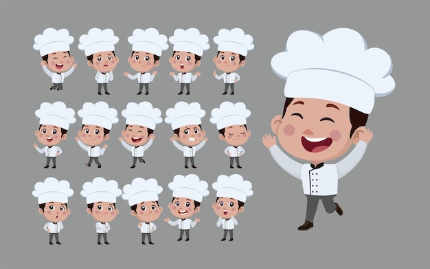 Chef with different poses. vector