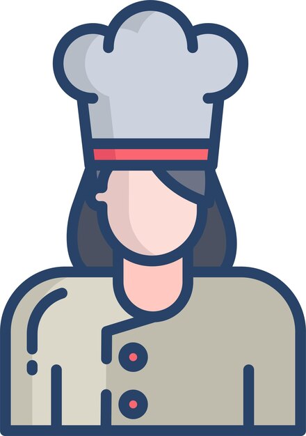 Chef womansolid linear color vector illustration