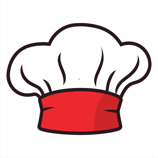 chefs hat flat icon outline in the style of simple vector