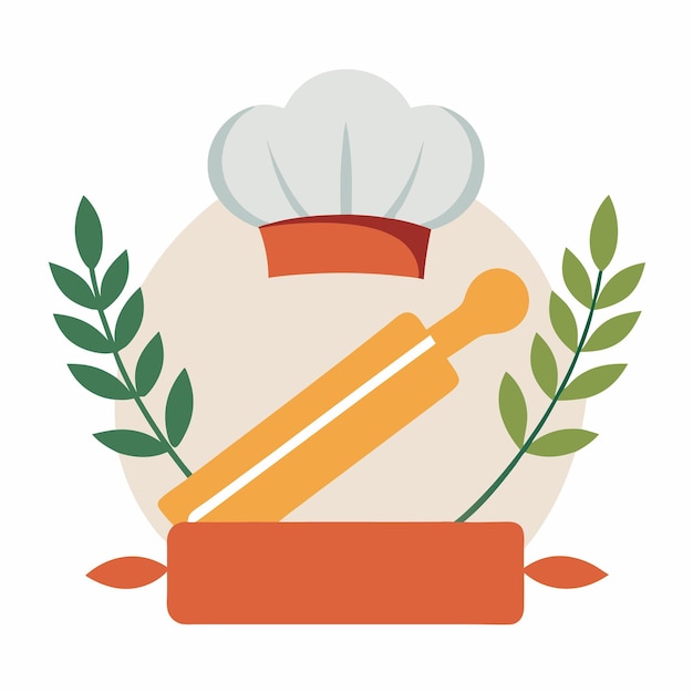 Vector chefs hat and rolling pin design elegant culinary illustration