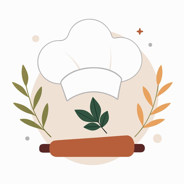 Vector chefs hat and rolling pin design elegant culinary illustration