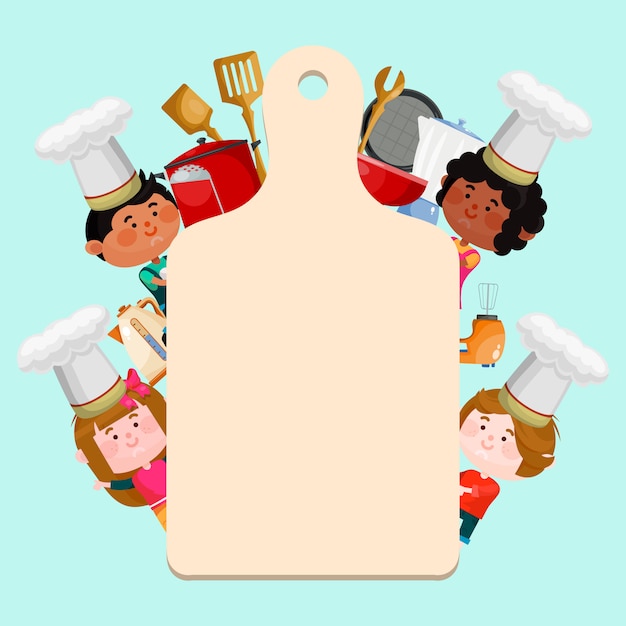 Vector chefs kids cooking classes template illustration.