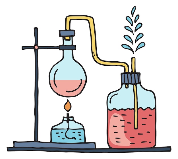 Chemical experiment doodle icon Laboratory glass test