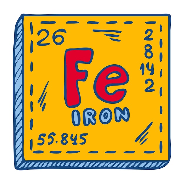 Chemical fe iron icon Hand drawn illustration of chemical fe iron vector icon for web design