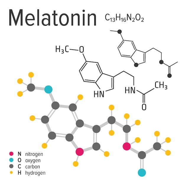 Chemical formula of the vector melatonin molecule