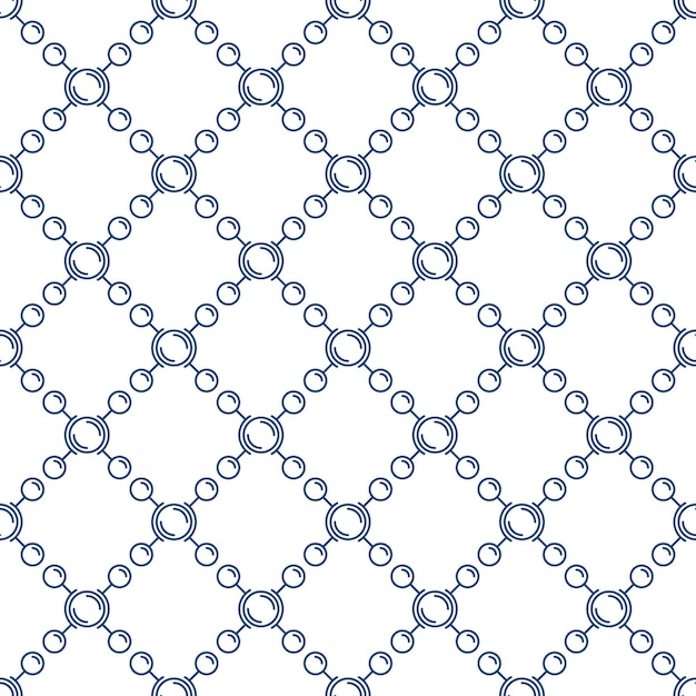 Chemical Formula with Circles vector outline Seamless Pattern